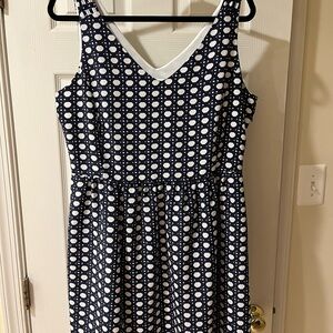 Vineyard Vines Navy and White Circle Pattern Midi Dress